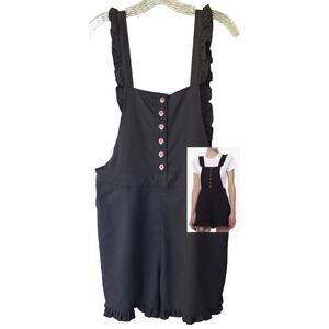 Hot Topic Thorn & Fable Black Mushroom Shortalls Overall Shorts  L Whimsygoth